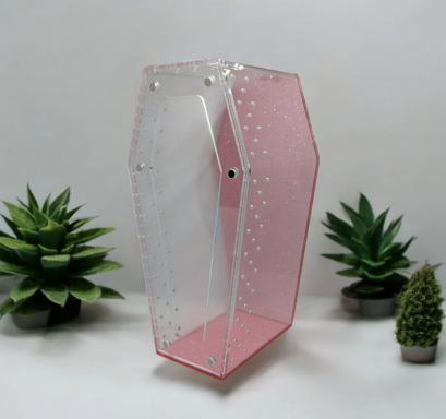 Pink Glitter Coffin House Large Pink Glitter Coffin Enclosure